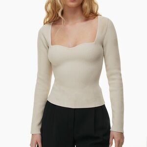 Babaton sculpt knit sweetheart longsleeve in color matte pearl